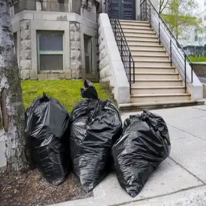 Biyobozunur çöp büyük Compostable siyah ağır 40 55 60 95 galon büyük boy kalın plastik çöp çöp torbası