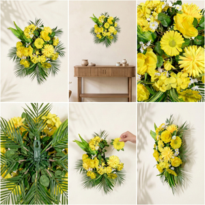 Ramo de Flores Artificiales Amarillas, Guirnaldas Decorativas y Arreglos Florales Colgantes de Pared para Decoración del Hogar, Bodas y Fiestas - Product Image 6