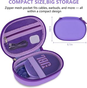 Estuche rígido portátil de EVA para <span class=keywords><strong>JBL</strong></span> Clip5 y <span class=keywords><strong>Clip4</strong></span>, estuche de transporte para altavoz Bluetooth mini con correa para el hogar, exteriores y viajes (morado) - Product Image 6