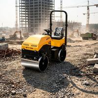 Petit compacteur routier vibrant diesel Changchai de 1,5 tonne, modèle ST-800, rayon de braquage court de 900 mm, tambour en acier, 35 KN