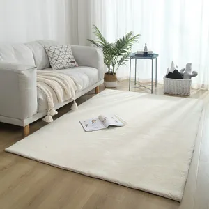 Alfombra de color sólido para dormitorio, mesita de noche moderna y sencilla, mesa de té nórdica de lana larga, gruesa, se puede personalizar