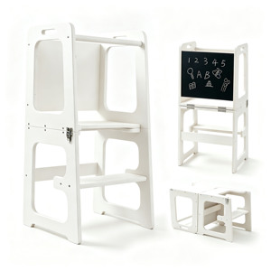 Montessori Foldable Wooden <b>Learning</b> <b>Tower</b> Safety Kitchen Helper <b>Tower</b> Kid's Step Stool 50kg Load Capacity - Product Image 1