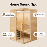 Sauna de Madera de Hemlock Sólido Moderna con Panel de Control Electrónico, Vapor Húmedo, Infrarrojos Lejanos, Portátil, para Casa o Apartamento