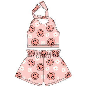 Nuovo Stile Estivo Set da Spiaggia per <span class=keywords><strong>Bambina</strong></span> in Due Pezzi, Top con Bretelle e Pantaloncini Stampati Personalizzati, Completo per Bambine - Product Image 3