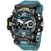 Smael jam tangan olahraga untuk pria, Fashion 8072 tahan air Stopwatch mewah Display ganda elektronik LED kalender jam tangan Digital