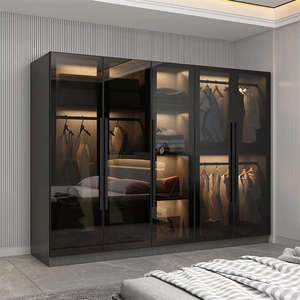 Meubles de chambre à coucher sur mesure, nouveau <span class=keywords><strong>design</strong></span>, armoire à portes battantes en bois et en verre - Product Image 5