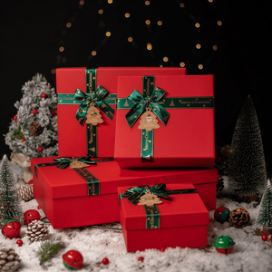 Giáng sinh hai mảnh Hộp Quà Tặng thiết lập-sang trọng dập nổi nắp & cơ sở cho kỳ nghỉ Sôcôla/<span class=keywords><strong>Cookies</strong></span>, biểu tượng tùy chỉnh số lượng lớn đơn đặt hàng - Product Image 2