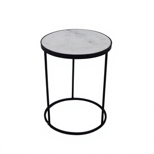 Mesa de Centro Moderna Minimalista con Tapa Redonda de Mármol y Estructura de Hierro, Mueble de Sala de Estar con Diseño Duradero - Product Image 4