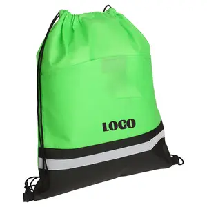Toptan Polyester spor spor çantası su geçirmez naylon açık İpli sırt çantası özel Logo