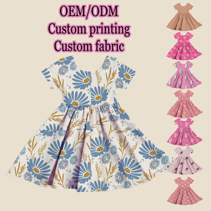 Abito da Festa per Bambine Ruidian con Stampa Personalizzata, Vestito Principessa a Maniche Corte con Motivo a Spirale per Eventi Autunnali ed Estivi - Product Image 1
