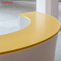 Table de réception pliable avec écran LED, comptoir moderne en bois, bureau de réception demi-rond pour la pâtisserie