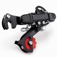 Dérailleur arrière de vélo 18 vitesses avec fixation à crochet inversé, support texturé, cage en acier, réglage de la longueur de câble, pour VTT, vélo de route et vélo de banlieue, avec vis de réglage