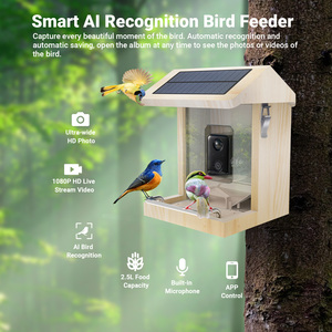 Mangeoire à oiseaux intelligente avec caméra, panneau solaire imperméable en bois amélioré 2024, reconnaissance des espèces d'oiseaux, mangeoires à oiseaux intelligentes en pin - Product Image 2