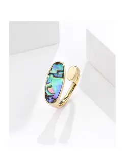VIANRLA 925 Sterling Silver Oval Shape Mother Of Pearl Ring And Abalone Ring