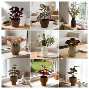 Bouquet di Crisantemi Artificiali in <span class=keywords><strong>Vaso</strong></span> di Vetro Marrone 28x35cm, <span class=keywords><strong>Fiori</strong></span> di Dalia Rosa Autunnali in <span class=keywords><strong>Vaso</strong></span> per Decorazione Casa - Product Image 6