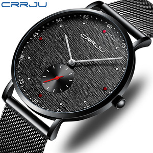 CRRJU Orologio da uomo alla moda, semplice, ultra sottile, con cinturino in maglia di acciaio inossidabile, orologio da polso al quarzo, casual, impermeabile, orologio da uomo, regalo <span class=keywords><strong>per</strong></span> uomo - Product Image 2