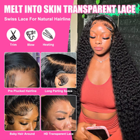40 pouces Deep Wave Frontal Wig Full 13x4 13x6 HD Lace Frontal Human Hair Wig Water Curly Human Hair Lace Frontal Wigs For Women