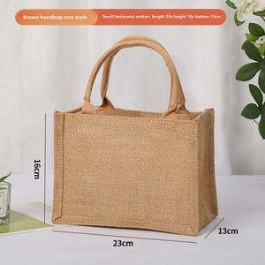 X57 Custom Eco-friendly Printed Burlap Jute Tote Bag Reusable Shopping Bag With Long Cotton Handle <b>for</b> <b>Gifts</b> With Custom Logo - Product Image 3