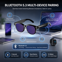 Kacamata Pintar AI Kamera 1080P Stabilisasi Gambar 5.3 Pemasangan Multi-Perangkat Terjemahan Real-Time Asisten Suara IP67