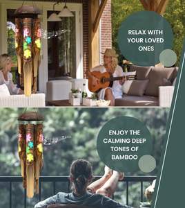 Piney Bamboo Wind Chimes-Campanas de viento de madera para exteriores - Product Image 6