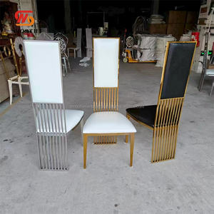 LISSE populaire luxe or dossier haut chaise en acier inoxydable chaise de mariage personnalisée à vendre - Product Image 2