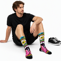 Chaussettes fantaisie d'Halloween d'hiver pour hommes, mi-mollet, décontractées, avec motif 3D intégral Crâne, Diable, Momie, Dessin animé, amusantes