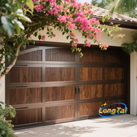 LONG TAI Porte de garage en alliage d'aluminium, Faux cèdre-16x7ft Double, isolée, grain de bois Mimic