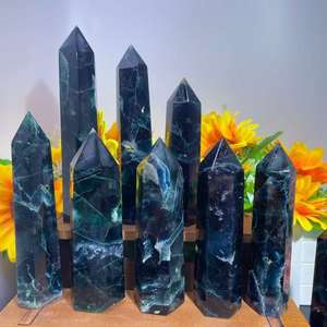 Torre de Fluorita Rosa Negra Fluorescente de Alta Calidad al por Mayor, Varita de Cristal Reactiva a los Rayos UV para Decoración del Hogar y Adorno - Product Image 4