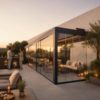 Aluminium Motorisierter Glas-Wintergarten Wasserdichtes Outdoor-Wohnzimmer für Balkon und Garten