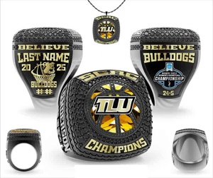 Bague de championnat de softball et de baseball Sidan personnalisée en alliage de zinc plaqué or rose avec design cœur en strass de cristal - Product Image 4