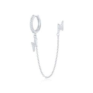 ROXI Boucle d'oreille double piercing en argent sterling 925, motif menottes, chaîne et éclair - Product Image 2