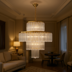 20 Inch 4 Tier Crystal Chandelier Gold <b>Frame</b> 12 Light Ceiling Lighting For Living Room Dining Room Bedroom - Product Image 2