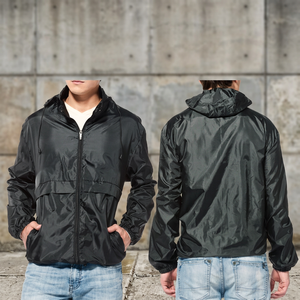 Maintain <b>Men's</b> Eco-Friendly Jet <b>Black</b> Hooded Packable <b>Rain</b> <b>Jacket</b> with Polyester/Nylon Material for Winter - Product Image 3