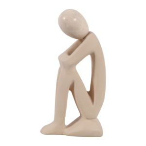 Scultura di Figura Seduta in Ceramica, Statuetta in Pietra per Decorazione di Casa e Ufficio - Product Image 4