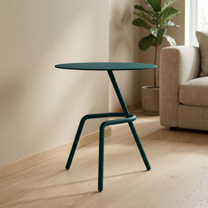 Table basse ronde en laiton moderne faite à la main avec structure métallique durable, design minimaliste pour salon, couleur turquoise - Product Image 1