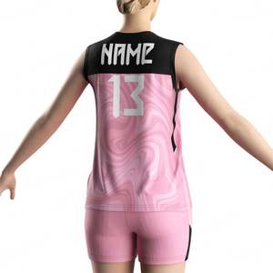 Camiseta Deportiva sin Mangas con Diseño Personalizado, Camiseta de Voleibol Rosa para Niñas, Jersey de Voleibol para Equipos - Product Image 4
