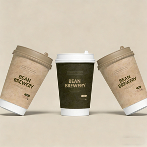 แก้วกาแฟร้อนแบบใช้แล้วทิ้ง ผนังสองชั้น ย่อยสลายได้ พิมพ์โลโก้ได้ตามต้องการ แก้วกระดาษเคลือบตรงสำหรับคาปูชิโน พร้อมฝาปิด - Product Image 1