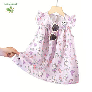 लड़कियों के ग्रीष्मकालीन कपड़े <span class=keywords><strong>2026</strong></span> नई शैली की उड़ान स्लीव बनियान बच्चों के फूलों की पोशाक - Product Image 6