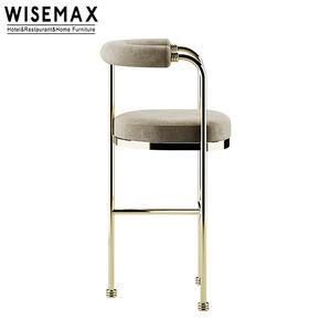 Chaise <span class=keywords><strong>de</strong></span> <span class=keywords><strong>bar</strong></span> haute en tissu velours <span class=keywords><strong>avec</strong></span> <span class=keywords><strong>accoudoir</strong></span>, meuble d'hôtel <span class=keywords><strong>de</strong></span> luxe, chaise <span class=keywords><strong>de</strong></span> <span class=keywords><strong>bar</strong></span>, dossier en métal doré, bon marché, 2 pièces - Product Image 5