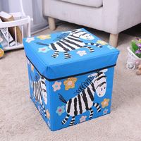 Taburete de almacenamiento de tela de dibujos animados para niños, organizador de juguetes multiusos, caja de almacenamiento de juguetes plegable para el hogar, contenedores con tapa