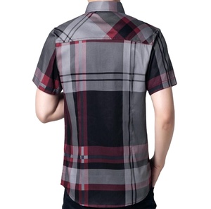 Di alta qualità con colletto ribassato <span class=keywords><strong>Slim</strong></span> <span class=keywords><strong>Fit</strong></span> a maniche corte Casual plaid camicie stampate da <span class=keywords><strong>uomo</strong></span> - Product Image 3