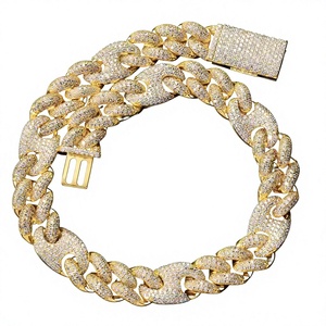 Collar de Cadena de Serpiente de Plata S925 con Baño de Rodio para Hombre, con Moissanita Engastada, Estilo Hiphop, para Uso Diario - Product Image 3