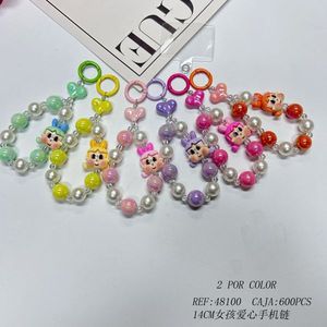 Catena per Telefono con Perle e Ciondolo Cartoon da 14cm, Decorazione Mobile per Ragazze - Product Image 2