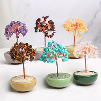 Árbol de la suerte para decoración del hogar, árbol de la suerte, árbol de la buena suerte, Gema de cristal Natural, colección artesanal