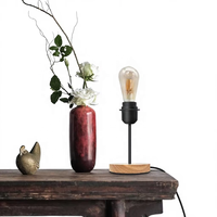 Base de lampe de table en fer forgé de style américain, style bois, douille à vis E27, cordon d'alimentation 110-240V, prise, assemblage de lampe DIY pour bureau