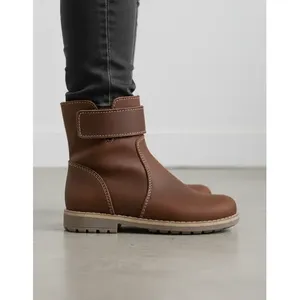 Botas de Tobillo de Moda para Niñas, con Parte Superior de Piel Marrón, Estilo Vaquero, Cómodas, para Regalo - Product Image 1