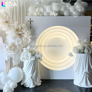 LEDA Wedding & Event Decor High Quality Simple Large Modern 3D White Round LED Acrylic <b>Backdrop</b> - Product Image 2