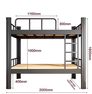 Literas de metal modernas al por mayor con barandillas de seguridad, 2 cajones de almacenamiento para adultos, dormitorios de apartamentos escolares eficientes para hostales - Product Image 1