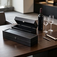 Caixa de Presente de Vinho de Madeira Preta Luxuosa e Portátil, Caixa de Armazenamento de Vinho de Madeira Estilosa e Moderna