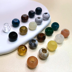 Cuentas redondas acrílicas con agujero grande para joyería, accesorios de hebilla decorativa, blanco, negro, verde, azul, marrón, 12mm - Product Image 4